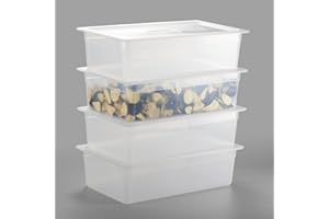 CURTA 4-Pack Full Size 6" Deep Food Pan with Handled Lid – NSF Commercial-Grade Translucent Polypropylene, Stackable Freezer-safe Storage for Restaurants, Catering & Buffets