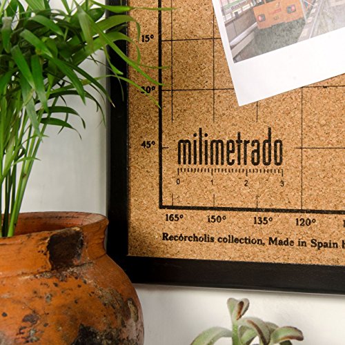 Milimetrado World Map Cork Pin Board With Black Pine Wood