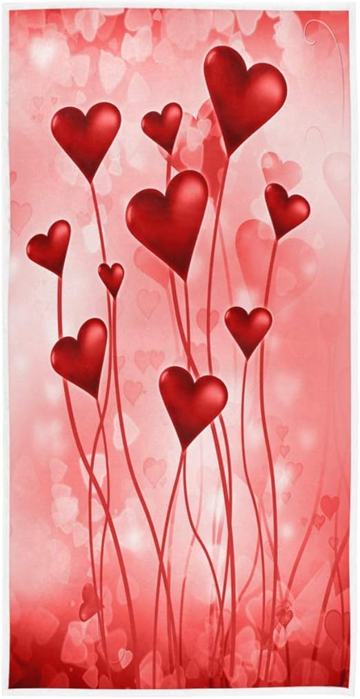 Amazon Com Red 3d Hearts Hand Towels 16x30 In Romantic Love