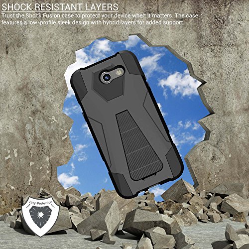 MINITURTLE Case Cover Compatible w/Samsung Galaxy J3 Emerge, J3 Eclipse, Luna Pro 2017 [Shock Fusion] Shock Absorbing Case with Kickstand - Basketball Hoop - Thumbnail 4