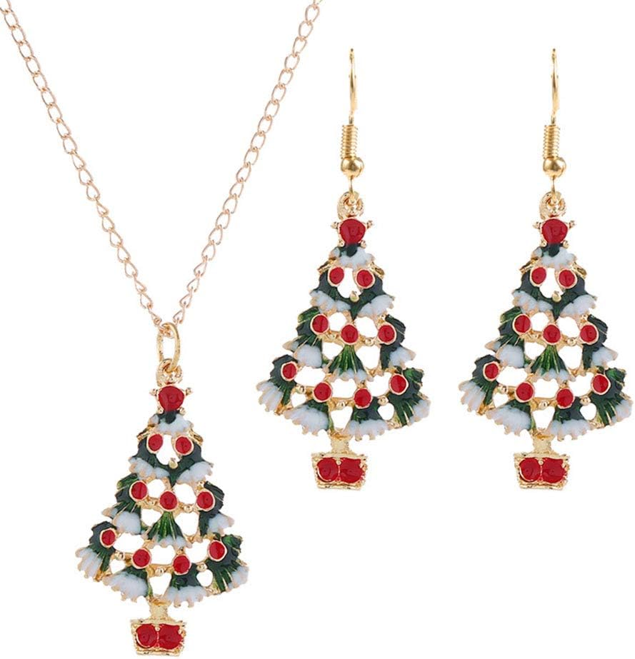 Kikier 3Pcs/Set Christmas Jewelry Women Set Cute Christmas Earrings Necklace Girl Set Fashion Gift Boxed