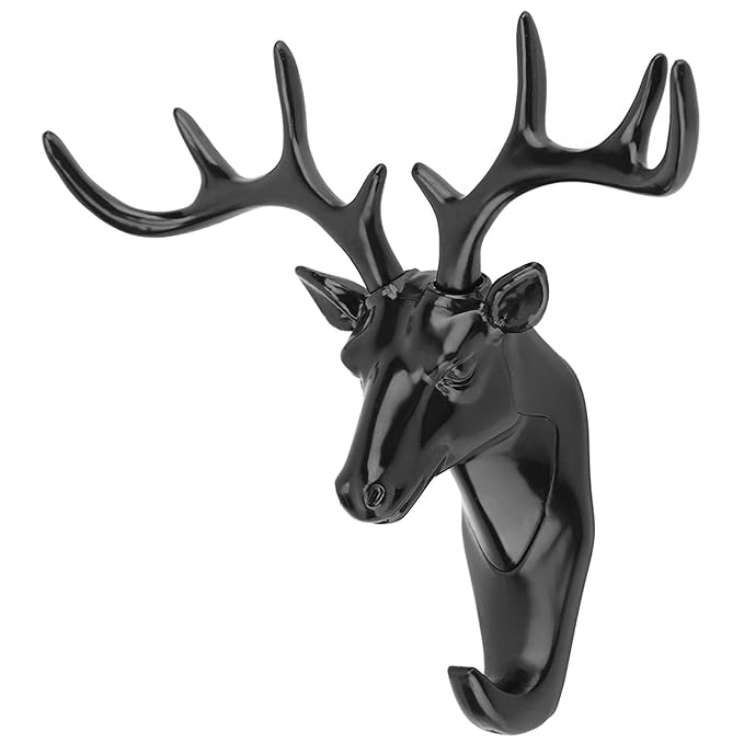 Buy 7.3 * 6.7In Coat Hook Deer Hook, Deer Head Hanger, for Living Room Bathroom(Black) Online at