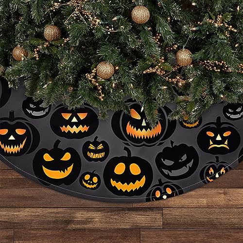 Halloween Tree Skirt Ghost Pumpkin Skull Tree Mat for Halloween
