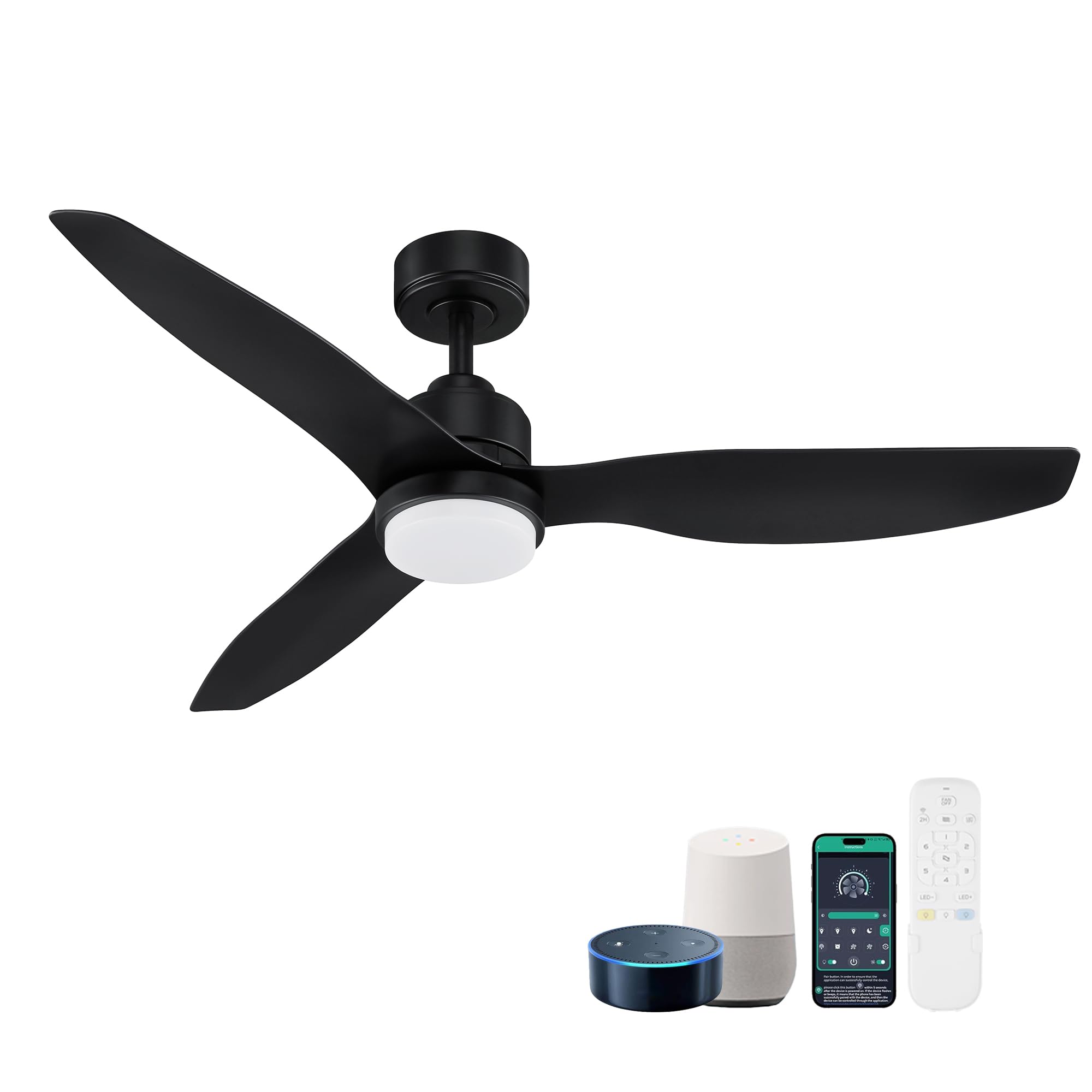 Modern 52" Low Profile Ceiling Fan With Remote & Lights For Indoor/Outdoor Use - View #3