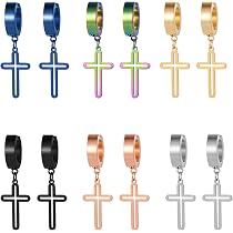 【VAINON】 Destroyed Half Hoop Pierce（片耳用） Rofusn Men's Womens Non-pierced Clip on Hollow Cross Dangle Hoop
