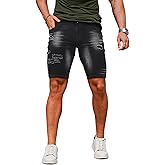 GINGTTO Men's Jean Shorts Ripped Slim Fit Stretch Denim Shorts