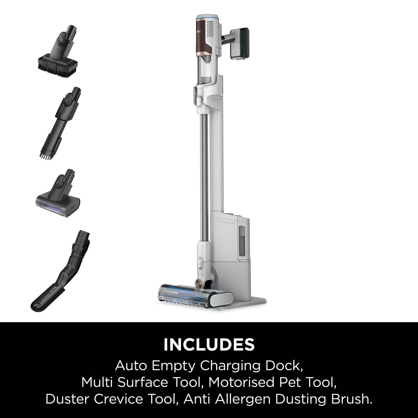 Shark Clean & Empty Cordless Vacuum Cleaner with Auto-Empty System, Lightweight Anti Hair Wrap Vacuum with Pet & Crevice Tools, 40 Mins, Charging Dock, LED Headlights, White,Mohogany, BU3521UKTSB