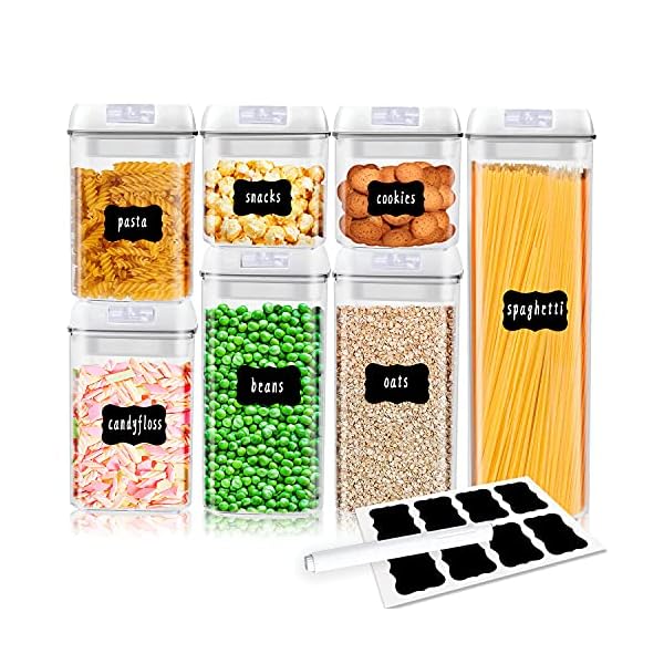 Benss 7PCS Air-Tight Food Storage Container Set - Cereal Storage Containers - for Kitchen Pantry Organization and…