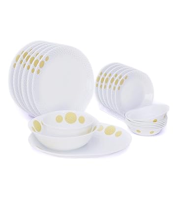 Corelle India Collection Spiral Vitrelle Glass Dinner Set, 30-Pieces, Multicolor