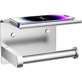 Toilet Paper Holder with Shelf Wall Mounted Toilet Paper Roll Dispenser | Heavy Duty Stainless Steel Brushed Nickel