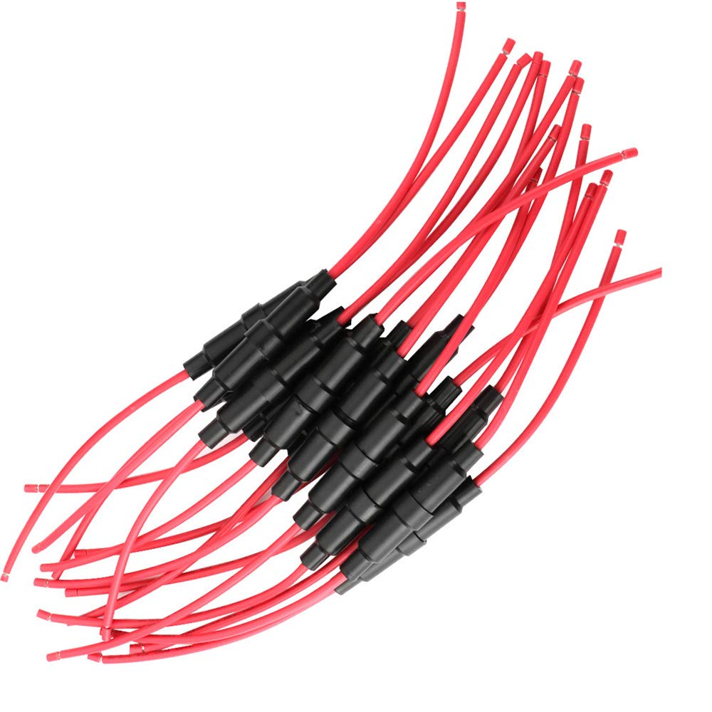 Gebildet Inline Glass Fuse Holder 32V 20A Fast-Blow Screw-Type with 16AWG Wire - Pack of 15