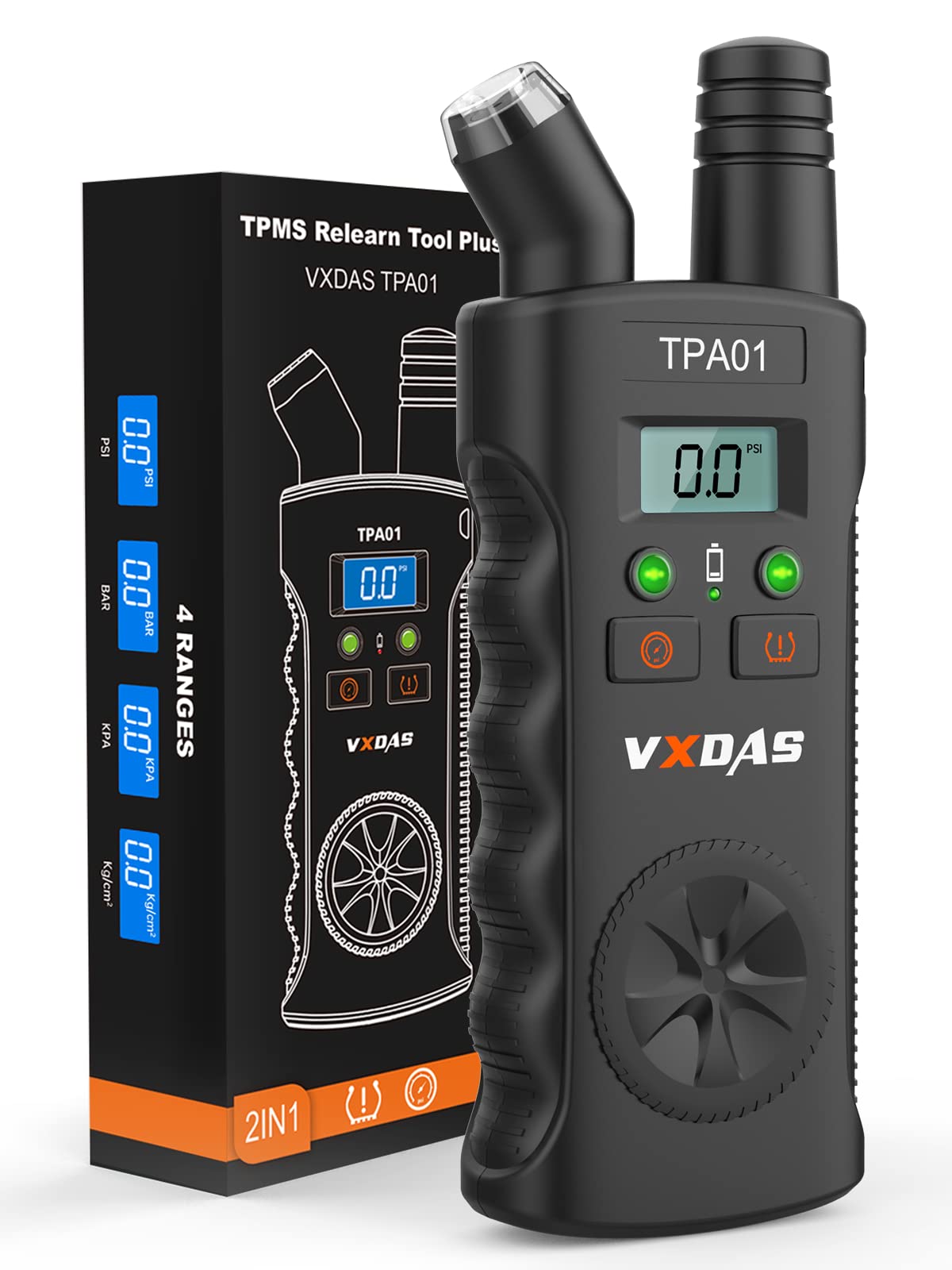 Photo 1 of VXDAS TPA01 TPMS Relearn Tool for GM Plus Digital Tire Pressure Gauge 150 PSI Tire Sensor Reset Tool for Buick, Chevy, Cadillac, Opel (Black)