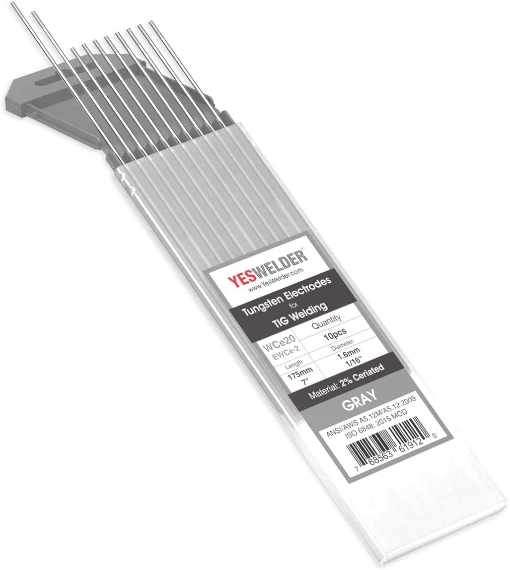 TIG Welding Tungsten Electrode 2% Ceriated 3/32" x 7" (Gray, EWCe-2) 10-pk YESWELDER - - 