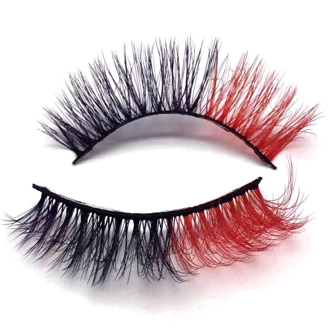 KFZR False Eyelashes Fake Eye Lashes Halloween Makeup Cosplay Colored Eyelashes 1 Pair (X017C)