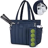 Movker Quilted Tennis Tote Bag for Women Gym Duffle Bag with Shoe Compartment & Wet Pocket Fits 2-4 Rackets and 15.6" Laptop Overnight Weekend Sports Bag with Fence Hook