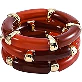 Hellodr 3 Pcs Stacking Bangle Set for Men Women, Stretchable Bracelet Set Lightweight Statement Bangles Jewelry Gifts