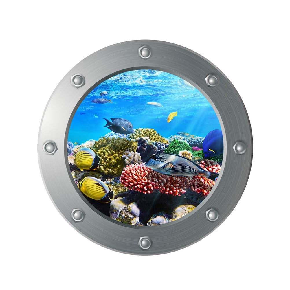 BESPORTBLE Sticker Self Adhesive Wallpaper - 3D Sea Life Wall Sticker Self-Adhesive Decal Window View Faux Mural Wallpaper for Home Living Room Bedroom (Little Fish)