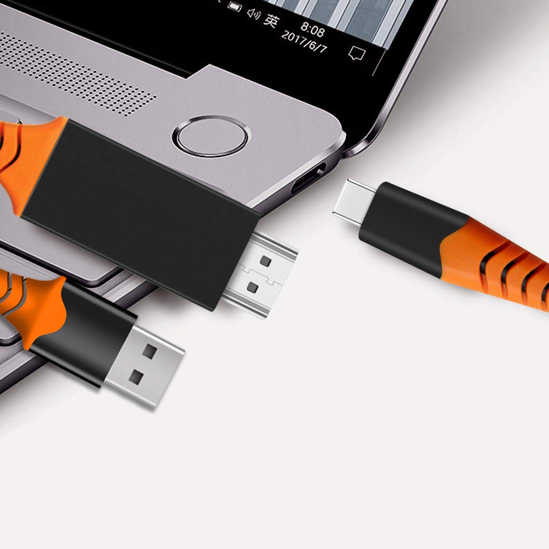 PRO USB-C HDMI Compatible with Tecno Pova 4 Pro at 8k/4k Plus Power 6ft/1.8M Cable:Full 4k 2160p@60Hz/8k 7680x4320@30Hz Thunderbolt 3/4