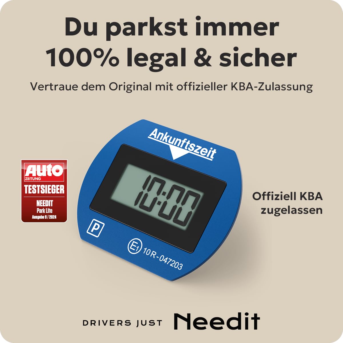 Needit elektronische Parkscheibe Park Lite I automatische Parkscheibe elektrisch mit Zulassung vom Kraftfahrt-Bundesamt I Digitale Parkuhr mit 2 Displays & vielen Funktionen, langlebig & zuverlässig 2