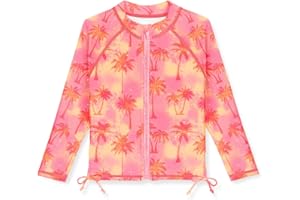 BesserBay Girls Rash Guard UPF 50+ Zip Up Raglan Long Sleeve Adjustable Drawstring Swim Shirt 4-14 Years