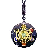 EDEN'S CALL Healing 7 Chakra Metatron's Cube Orgonite Crystal Stone Pendant Necklace for Men and Women 26.38" Adjustable Energy Generator Necklace
