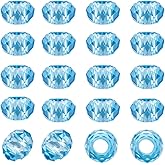 Cheriswelry 100pcs Sky Blue Faceted Glass Rondelle Beads - Large Hole, No Metal Core, 14x8mm for DIY Craft Jewelry Making