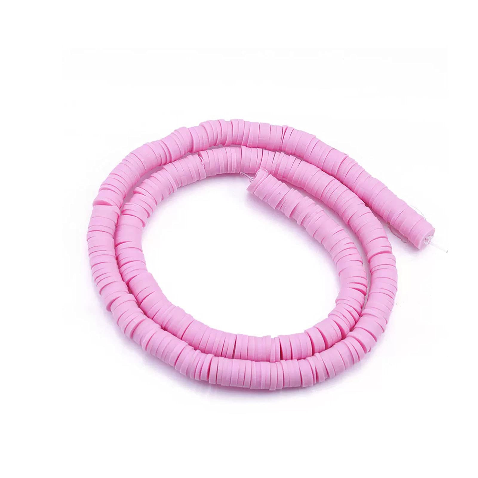 About 380-400pcs 6mm Clay Beads Flat Round Polymer Clay Spacer Beads Light Pink Handmade Rondelle Disc Slice Heishi Loose Bead Strand for DIY Jewelry Bracelet Necklace Earring Craft Making