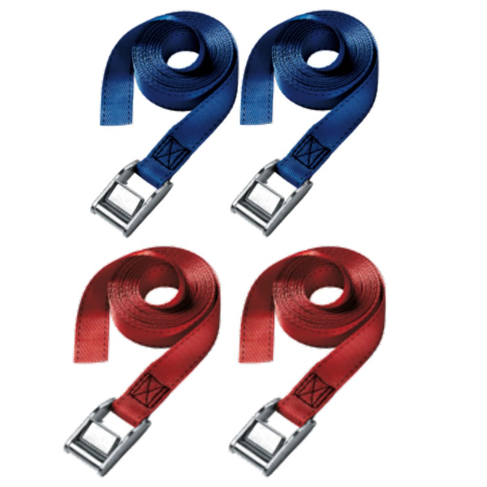 Master Lock 3110EURDATCOL Luggage Straps with easy to use Buckle, Random Color, 2,50m x 25mm Strap, Pack of 2