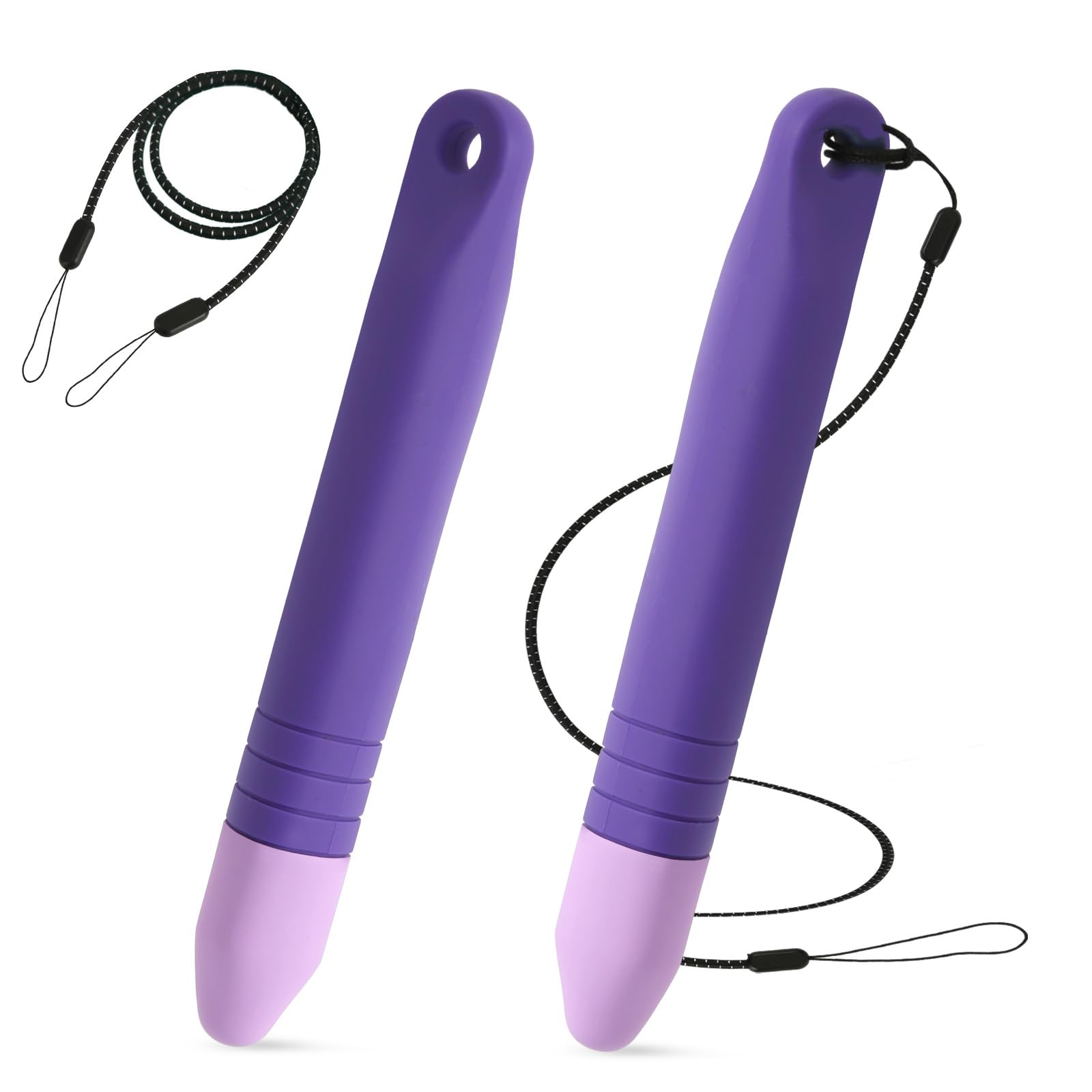 2pcs Kid-Friendly Stylus Pens with Anti-Loss Lanyards, Kids Stylus Pens for Touchscreen Kids Writing Stylus Compatible with iPad iPhone Android All Touch Screen Devices (Purple)