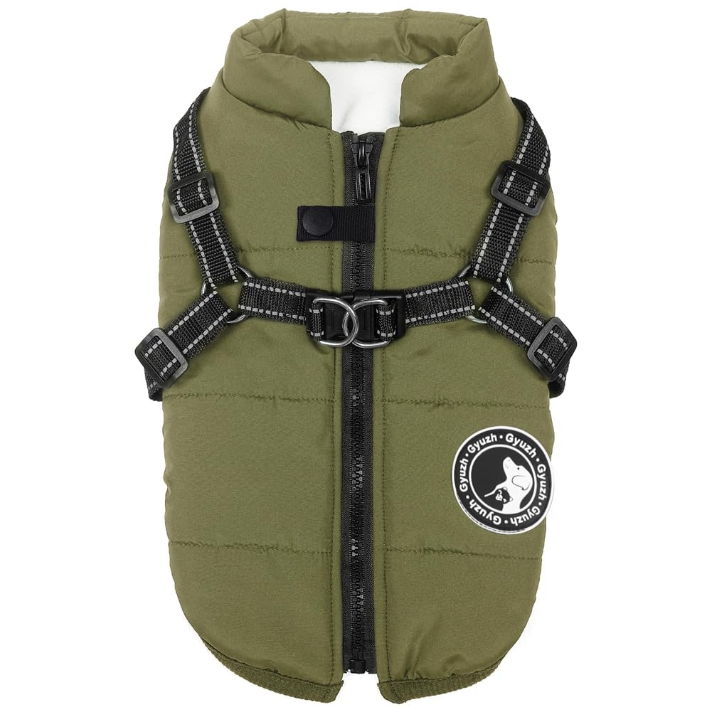 Gyuzh Dog Coat with Harness Puppy Coats Small Dog Harness Jacket Winter Waterproof Jackets for Smal Medium Large Dogs