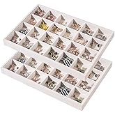Justsoso 2pcs/Set Velvet Jewelry Tray, 24 Grids Large Storage Tray for Bracelet Bangle Beads Display, Jewellery Organizer Box Tray for Home Drawer or Shop Store Selling Show (Beige Velvet)