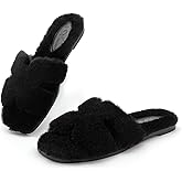 Athlefit Women's Fuzzy Slippers Cute Comfy Fluffy Open Toe Slip-on House Slide Slippers for Indoor Bedroom Bridesmaid