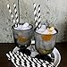 NYKKOLA Striped Paper Black White-7.75 Inches Disposable Drinking Straws, 100 Count