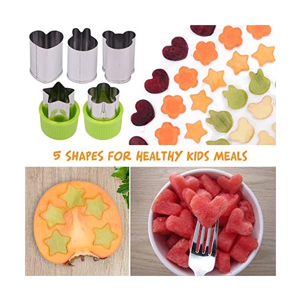 [20-Piece Set] Sandwich Cutters for Kids - 5 Sandwich Cutter Shapes, 5 Vegetable Cutters and FREE 10 Bento Decorations - Image 5