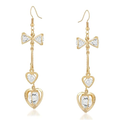 VK Jewels Cubic Zirconia Drop Earrings for Women (Golden) (vkerz1669g)