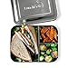 LunchBots Large Trio Stainless Steel Lunch Container -Three Section Design for Sandwich and Two Sides - Metal Bento Lunch Box - Eco-Friendly - Stainless Lid - Aqua Dots
