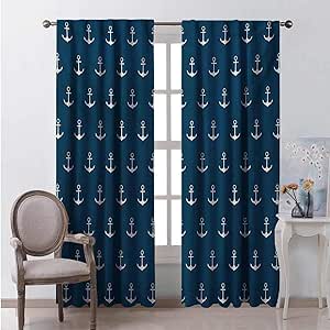 Anchor - Cortinas opacas con diseño náutico con colores clásicos y