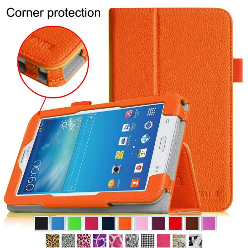 [CORNER PROTECTION] Fintie Samsung Galaxy Tab 3 Lite 7.0 Folio Pro Case Cover for SM-T110 and SM-T111 3G 7-inch (3 Year Manufacturer Warranty) - Orange