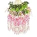 Ivyue 12sPack Wisteria Vine Artificial Silk Wisteria Lane Rattan Fake Wisteria Artificial Flowers Garland Hanging Flowers Wisteria Bush for Home Garden Party Wall Wedding Decoration 3.6feet (Pink)