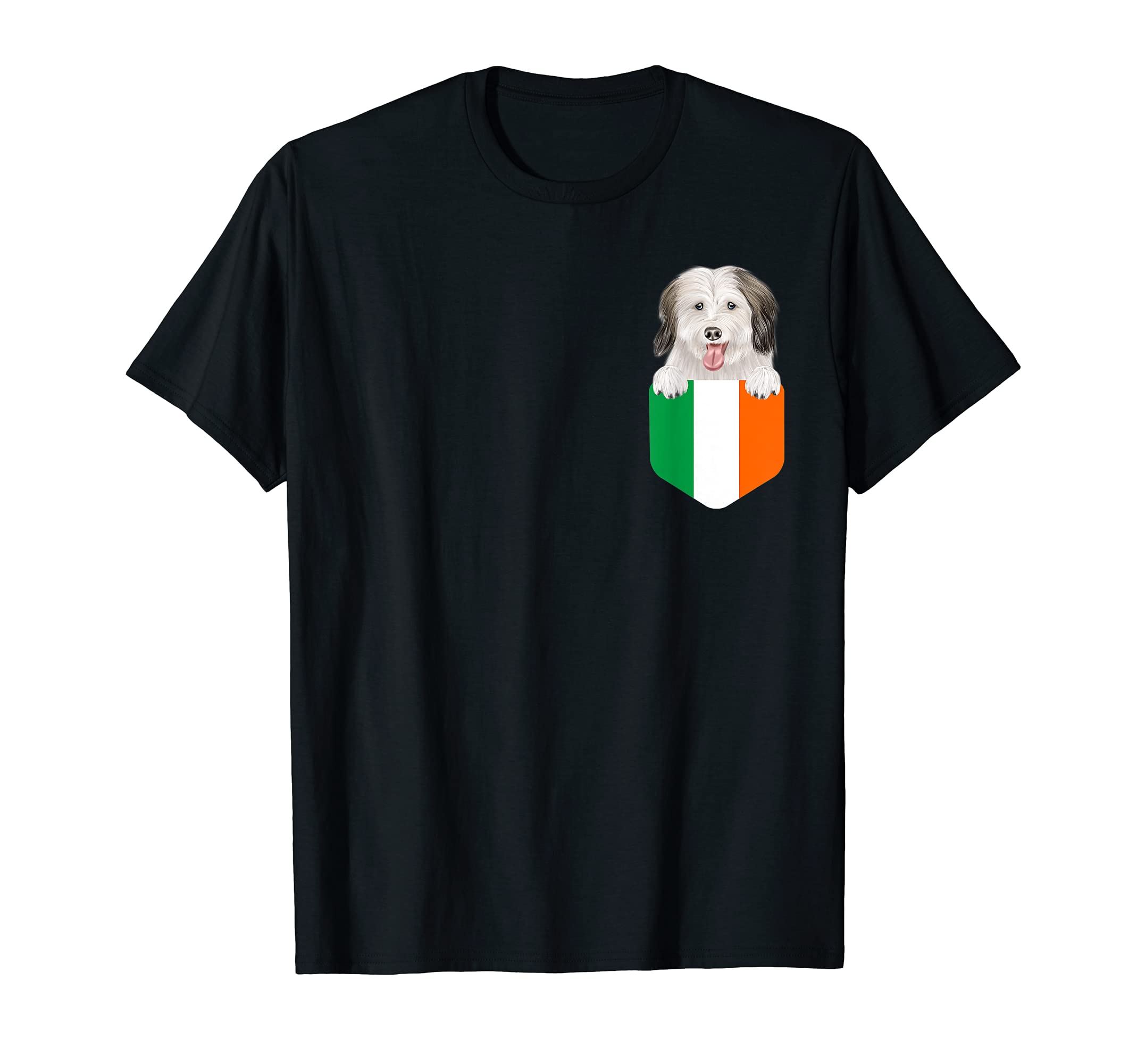 Ireland Flag Coton de Tulear Dog In Pocket T-Shirt