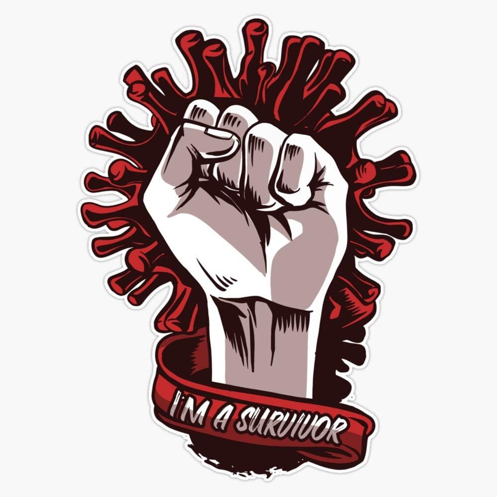 CNW Studio I Am A Survivor Coronavirus Covid 19 Sticker Vinyl Decal Wall Laptop Car Bumper Sticker 5"