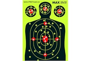 SPLATTERPROTARGETS 24x18 Extra Large Splatter Targets. Two Color Splatter to Easily See Your Shots! Bright Fluorescent Yellow and White Splatter.