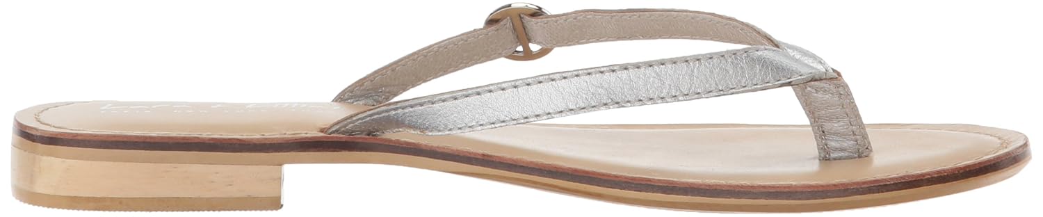 lara + lillian women's james single buckle flat thong sandal, silver