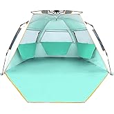 Wolfwise Instant Beach Tent Sun Shelter with Zippered Extendable Porch for Privacy, Portable Beach Tents with Carrying Bag, Easy Setup Pop up Shade for 3-4 Person, 85 x45x49 in, Mint Green