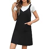 CUPSHE Fall Dresses for Women V Neck Plaid Sleeveless Wide Strpas Pockets Casual Pinafore Mini Overall Dress