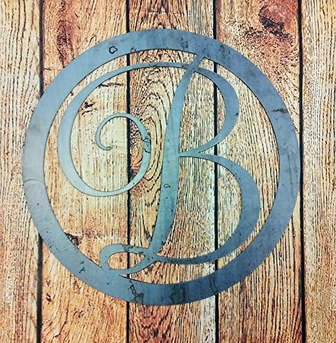 RAW METAL Circle Monogram Metal Sign-Metal Wall Art- 28 Inch-Round Monogram Metal Sign-Custom Metal Sign With Initial