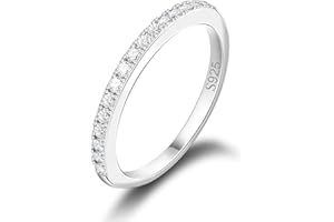 BREN 1 CT 2CT Moissanite Enagaement Ring for Women, White Gold Plated 925 Sterling Silver Moissanite Rings, Promise Rings Wedding Band Rings for Women Size 5-10