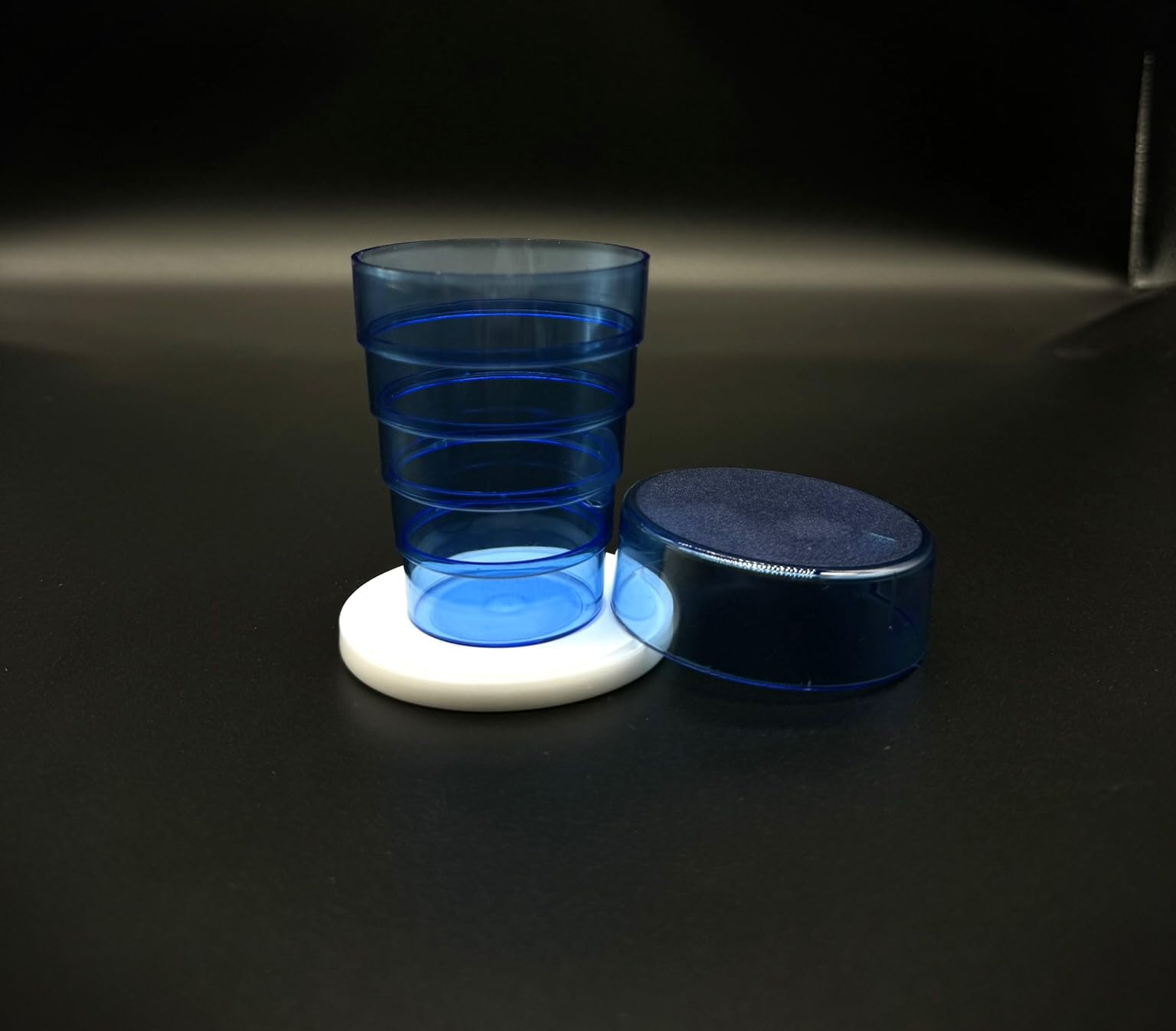 Kimmel Folding Cup with Mirror for Picnics Travel Household Folding Cup Toothbrush Cup Outdoor Hiking Camping Colour Blue Transparent