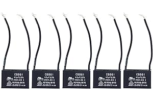 GAOHOU 5Pcs 4.5uf 2-Wire Ceiling Fan Capacitor CBB61 4.5uf 250V AC 50/60 Hz Power Relay Start Capacitor for Floor Fan Hoods
