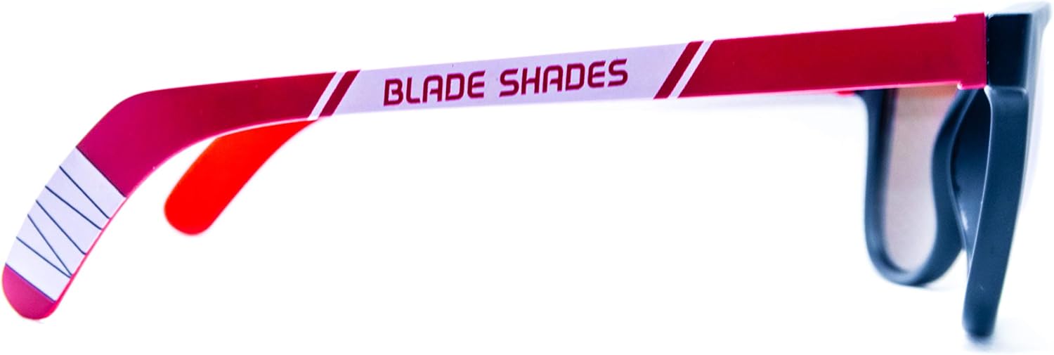 Blade Shades Hockey Stick Sunglasses - Original - 100% UV Protection, Fun Sunglasses for Players and Fans (Red/Black Frame, Red Mirror Lens): Clothing